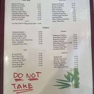menu