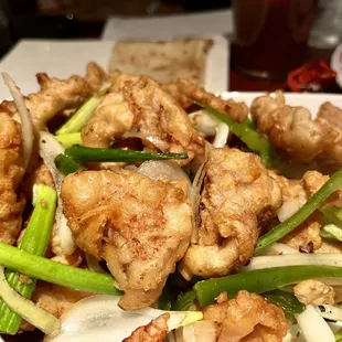 Crispy pork with jalapeños