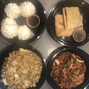 BBQ Pork Bao Dim Sum, Beef Pancake Dim Sum, 307. Singapore Style Fried Rice Noodle, 502. Mongolian Beef