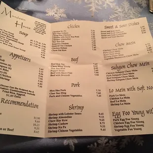 menu