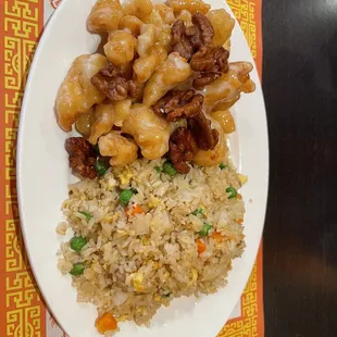 Honey walnut chicken and fried rice