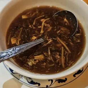 a bowl of soup on a table