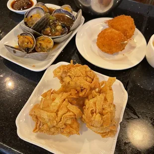a variety of food items on a table