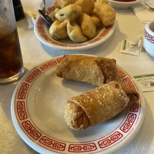 Egg rolls and vegetable tempura.
