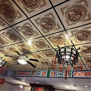 the ceiling of the restaurant
