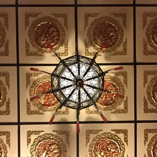 the ceiling of the restaurant