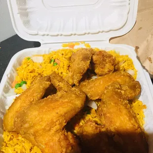 Wings and rice was good!