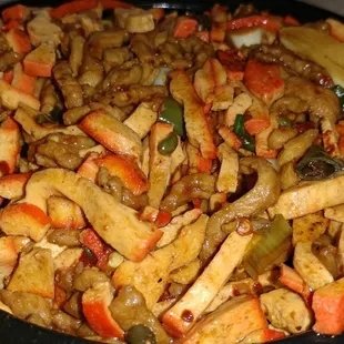 Shredded pork w dried bean curd.  Tasty!  Good flavor, not sweet.  Wish it had more pork though.