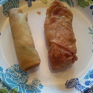 Spring roll (left), egg roll