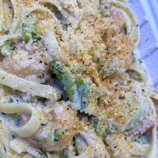 Shrimp Alfredo add vegetables