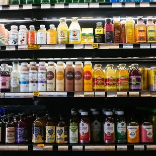 a variety of beverages on display