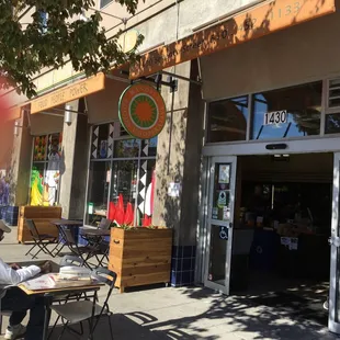 Front entry and cafe seating