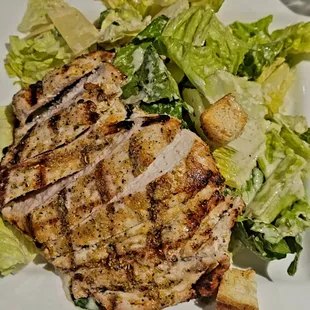 Just a little grilled chicken on my fabulous caesar salad.