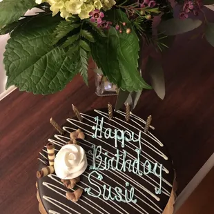 a chocolate birthday cake