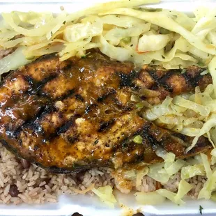 a meal in a styrofoam container