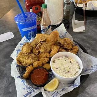 Shrimp &amp; Oyster Basket w/ Coleslaw
