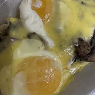 Poached were raw. This was the order we kept. The other two egg whites were still clear.
