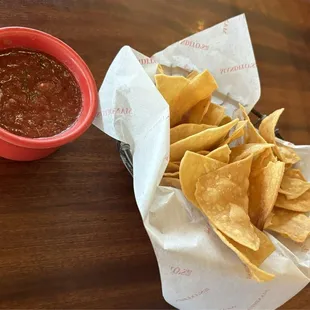 Warm chips with chilled salsa