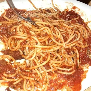 Spaghetti and Marinara with Mandola&apos;s Italian Sausage and chicken