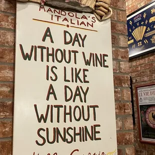 a sign for a day without wine