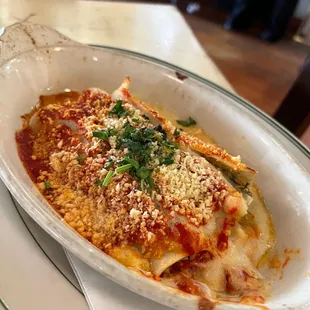 a plate of lasagna