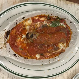 Lasagna with a sausage