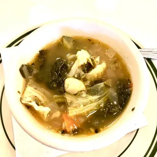 Minestrone soup less the pasta (per my gluten allergy)