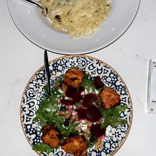 Funghi Pasta  Beet Root Salad w/Chicken