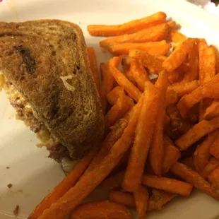 Reuben and sweet potato fries