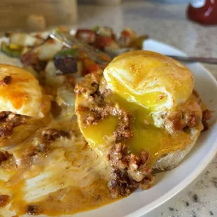 Eggs Benny and country potatoes