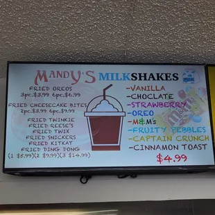 Milkshake flavors