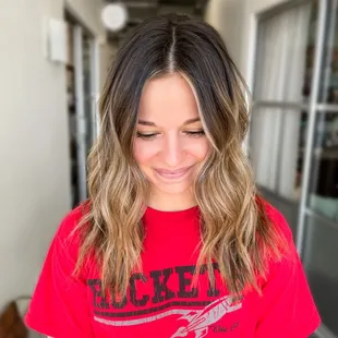 Money piece and brightened up for spring honey bronde