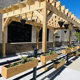 Our newly built patio and pergola for customers to enjoy in the spring and summer.