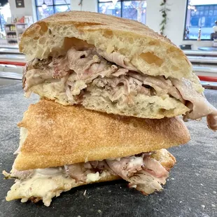 Our Porketta Sangwich on a Ciabatta Bun with homemade Garlic Aioli - served on special!