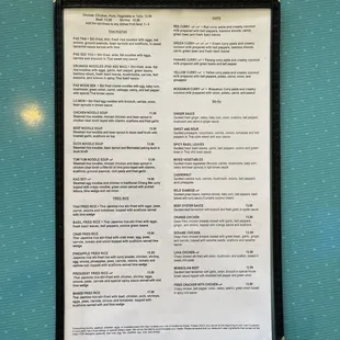 the menu