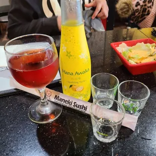 Plum wine and Sparkling Lemon Sake