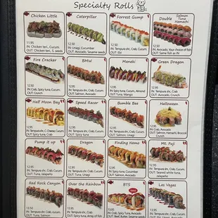 menu, sushi and sashimi