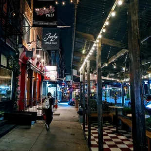 Outside at night