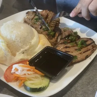 Grilled Pork Chops and Fried Eggs