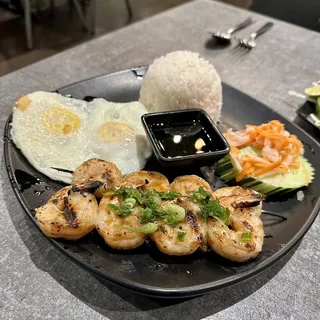 Grilled Shrimp and Fried Eggs