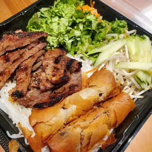 Grilled beef and eggroll vermicelli