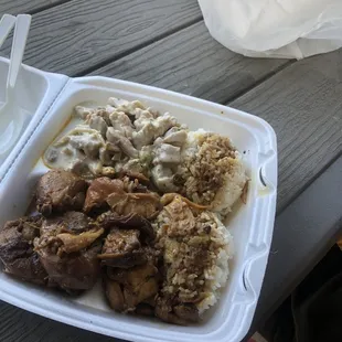 Chicken adobo and coconut chicken