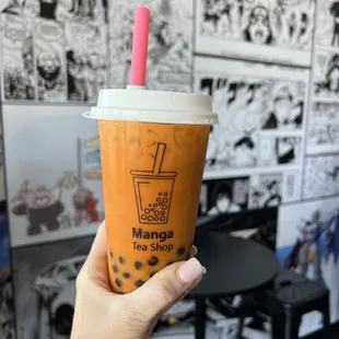 Thai tea with regular boba