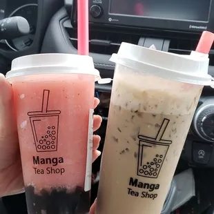 Left: Starberry Smoothie; Right: Mocha Milk Tea