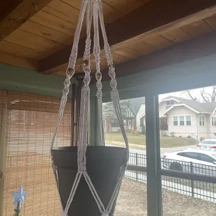 plant hanger Dillon A. made at the macrame class at Mangelsen&apos;s