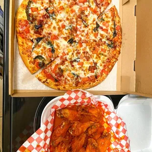 Margherita Pizza and Wings
