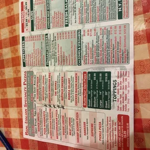 the menu