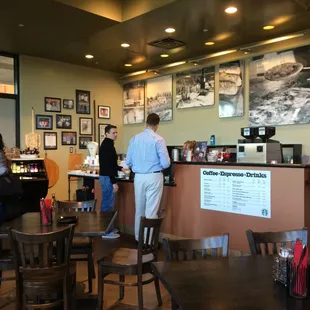 Coffee bar and register.