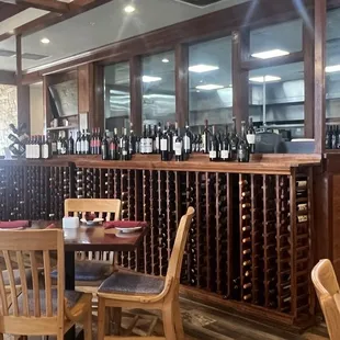 Wine case and decor.