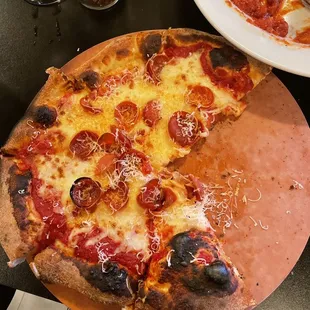 a slice of pepperoni pizza